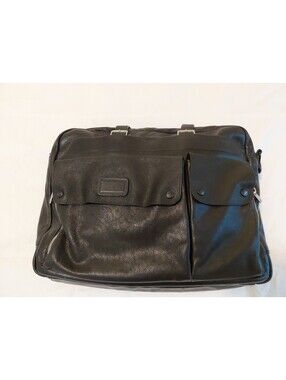 TUMI Leather Alpha 17” large screen Laptop Bag Briefcase black carry-on NO STRAP
